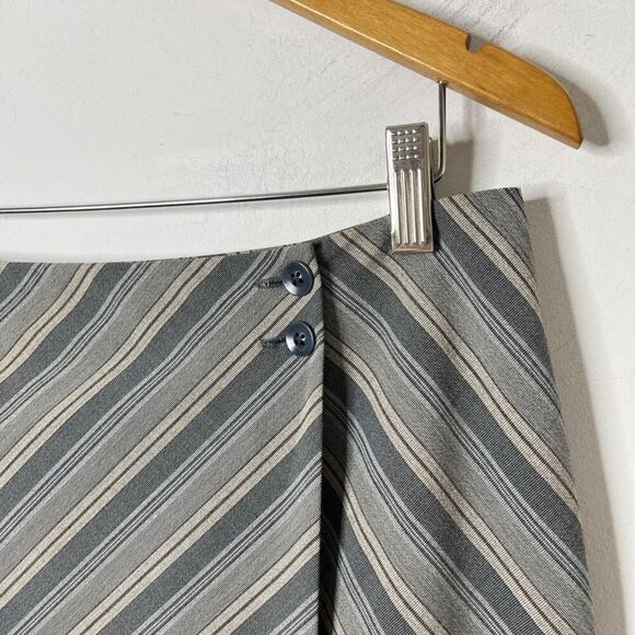 Caslon Women's Wrap Pencil Skirt 12P Gray & Blue Diagonal Striped Lined Career - Picture 2 of 10